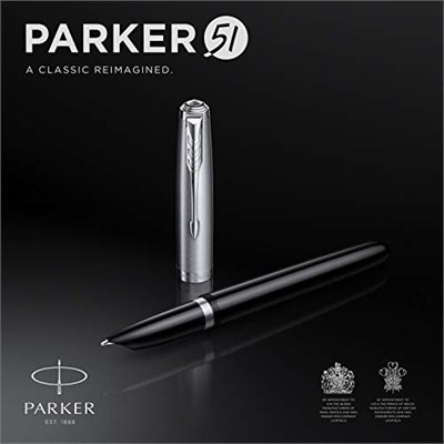 Parker 51 Siyah CT, Dolma Kalem, F uç - Seçenekler: 0.5mm, 1 stück (1er Pack), Parker 51, İnce Uç/Parker 51
