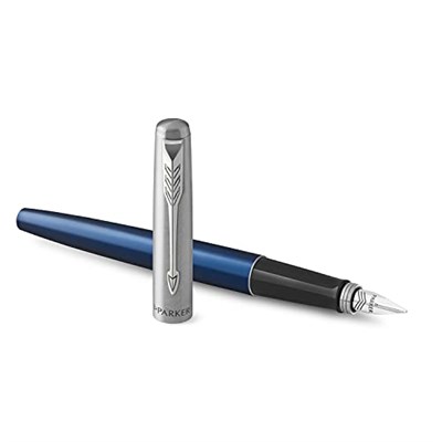 Parker Jotter Mavi Krom Tasarımlı Dolma Kalem, Orta Kalınlıkta Uç, Mavi Mürekkep