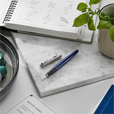 Parker Jotter Mavi Krom Tasarımlı Dolma Kalem, Orta Kalınlıkta Uç, Mavi Mürekkep