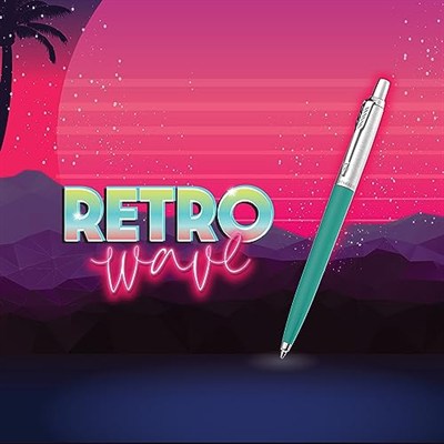 PARKER Jotter Originals Tükenmez Kalemler | Retrowave Koleksiyonu | Vermilion Kırmızı ve İndigo Moru | Mavi Mürekkep | Orta Nokta | 2 Adet