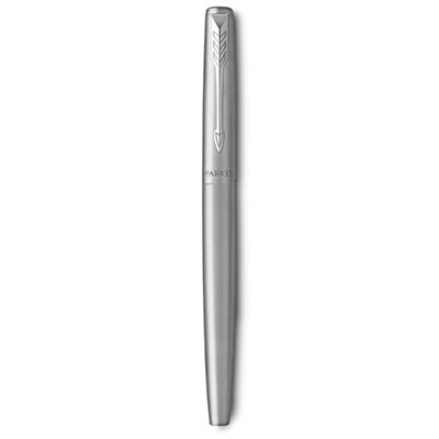 Parker Jotter Paslanmaz Çelik Krom Tasarımlı Dolma Kalem, Orta Kalınlıkta Uç, Mavi Mürekkep