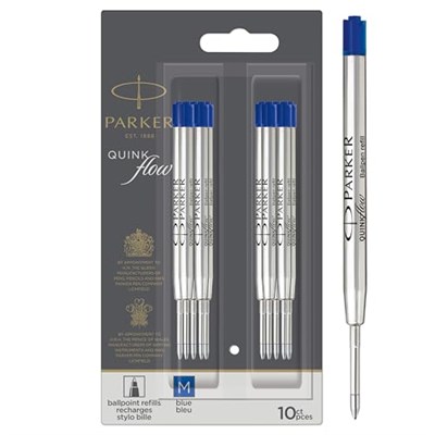 Parker Quinkflow Tükenmez Kalem Yedeği, Mavi Renk Mürekkep, 10lu Avantajlı Paket