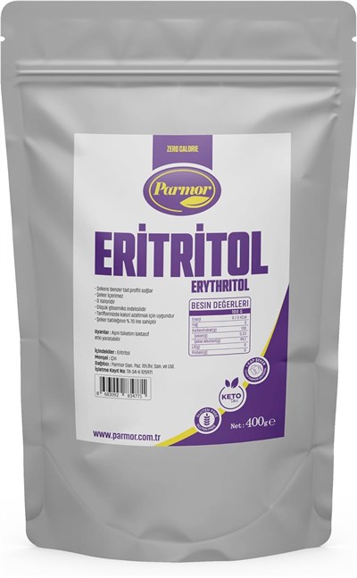PARMOR Eritritol/Erythritol - Toz Tatlandırıcı 400 g - Keto/Ketojenik/Vegan Diyete Uygundur.