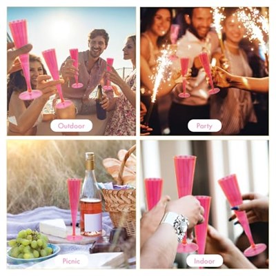 Party Essentials 20 Adet Sert Plastik İkili 5 oz Şampanya Flutes, Neon Pembe - Seçenekler: 20 Count (Pack of 1), 40-Count, 50-Count