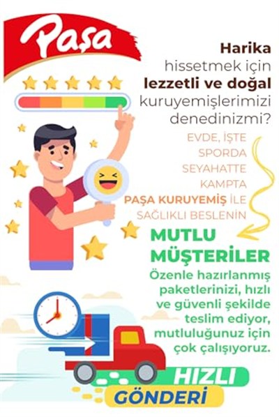 Paşa Çiğ Karışık Kuruyemiş, Kapaklı Teneke Kutu, 2x150 gr, Badem, Fındık, Kaju, Kuru Üzüm ve Turna Yemişi