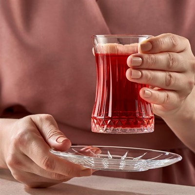 Paşabahçe ELYSIA ÇAY BARDAĞI 170 CC 6 PENCERELI HEDİYELİK KUTU