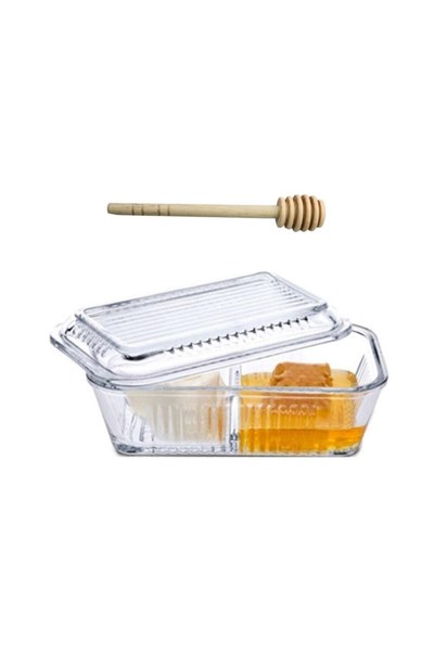 Paşabahçe Frigo Bölmeli Saklama Kabı, Reçellik, Ballık, Kahvaltılık + Baran Ahşap Bal Kaşığı (daldız)