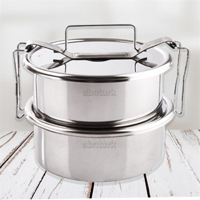 Paslanmaz Çelik 15cm 2li Sefer Tası 1,6 Lt 2 Kişilik Isıtmalı Yemek Taşıma Kabı 800ml x2%100 Metal