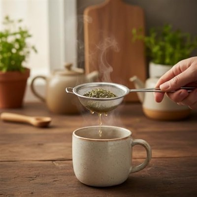 Paslanmaz Çelik Çay Süzgeci – İnce Tel Örgü Bitki Çayı ve Türk Çayı Süzgeci, Ergonomik Saplı, 5 cm Filtre Çapı