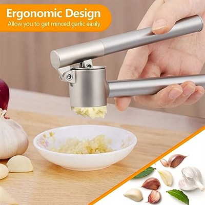 Paslanmaz çelik sarımsak presi – sarımsak kesici, sarımsak ezici, sağlam paslanmaz çelik saplı, pratik bir mutfak yardımcısı ve mutfak aleti, 15,8 x 5 cm