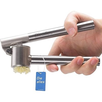 Paslanmaz çelik sarımsak presi – sarımsak kesici, sarımsak ezici, sağlam paslanmaz çelik saplı, pratik bir mutfak yardımcısı ve mutfak aleti, 15,8 x 5 cm