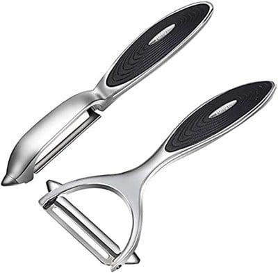 Patates, sebze, elma soyucu, mutfak için, meyve, havuç, sebze, patates soyucu, Y şeklinde ve I şeklinde paslanmaz çelik soyucu, ergonomik kaymaz saplı ve keskin bıçaklı, dayanıklı (2 parça)