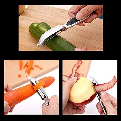 Patates, sebze, elma soyucu, mutfak için, meyve, havuç, sebze, patates soyucu, Y şeklinde ve I şeklinde paslanmaz çelik soyucu, ergonomik kaymaz saplı ve keskin bıçaklı, dayanıklı (2 parça)