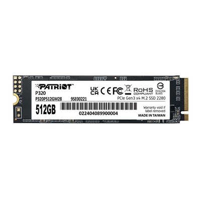 Patriot P320 512GB dahili SSD - NVMe PCIe Gen 3x4 - M.2 2280 - Katı Hal Sürücüsü - P320P512GM28