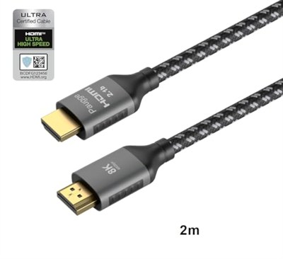 Paugge Ultra Sertifikalı HDMI® 2.1b Kablo - (2.1b/2.1/2.0b/2.0/1.4) 10K, 8K 60Hz, 4K 240Hz 165Hz 144Hz 120Hz 60Hz, eARC, HDCP2.3, HDR, D-HDR, Dolby Vision, Dolby Atmos (2m)