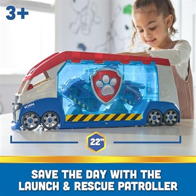 PAW PATROL Launchn Rescue PAW Patroller takım aracı, Ryder figürü ve dahili 1 temel araç, 3 yaşından büyük çocuklar için uygun oyuncaklar