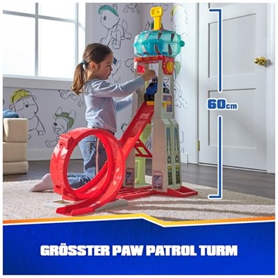 PAW Patrol Rescue Wheels - Superloop Tower, fırlatma rampalı ve takla yollu, ışık ve ses efektli, Chase canavar kamyon ve figür dahil, 3 yaşından büyük çocuklar için oyuncak