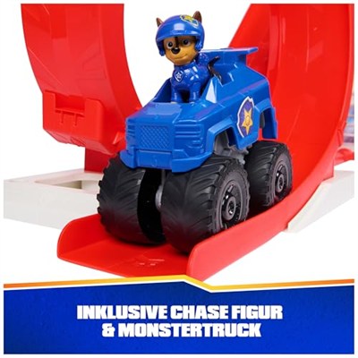PAW Patrol Rescue Wheels - Superloop Tower, fırlatma rampalı ve takla yollu, ışık ve ses efektli, Chase canavar kamyon ve figür dahil, 3 yaşından büyük çocuklar için oyuncak