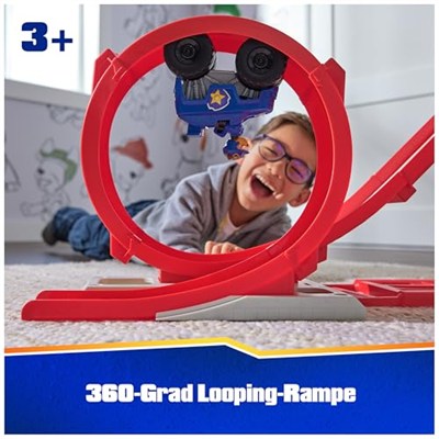 PAW Patrol Rescue Wheels - Superloop Tower, fırlatma rampalı ve takla yollu, ışık ve ses efektli, Chase canavar kamyon ve figür dahil, 3 yaşından büyük çocuklar için oyuncak