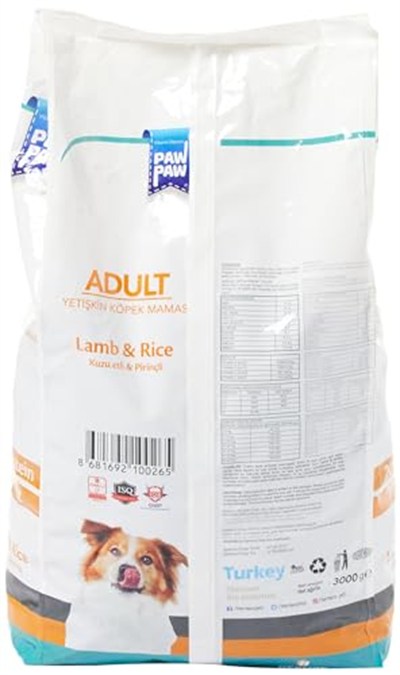 Pawpaw Yetişkin Köpek Kuzulu 3 Kg (3 paketi)