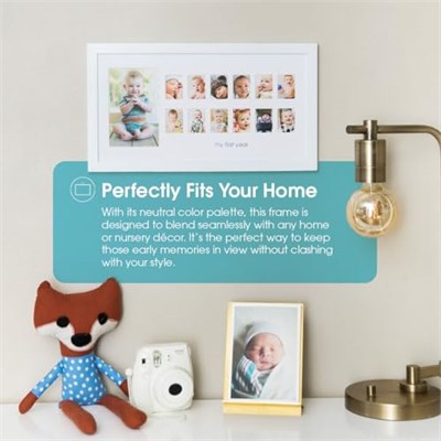 Pearhead 81013 Time Frame Deluxe, ilk 12 ay için resim çerçevesi, beyaz