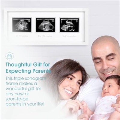 Pearhead 87038 Trimester Sonogram Frame Deluxe, fotoğraf çerçevesi için üç Ultraschallaufnahmen, beyaz