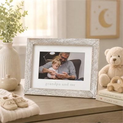 Pearhead Grandpa & Me Keepsake Rustik Resim Çerçevesi, Babalar Günü Hediyesi Büyükbaba için Eskitilmiş