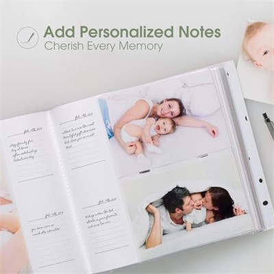 Pearhead Hello Baby Fotoğraf Albümü, Yeni ve Bekleyen Ebeveynler için Bebek Kitabı Hatırası, Cinsiyetsiz Bebek Aksesuarı, 200 Fotoğraf Tutar, Siyah ve Altın Puantiyeli