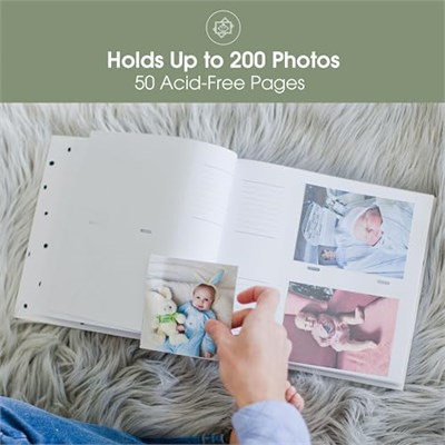 Pearhead Hello Baby Fotoğraf Albümü, Yeni ve Bekleyen Ebeveynler için Bebek Kitabı Hatırası, Cinsiyetsiz Bebek Aksesuarı, 200 Fotoğraf Tutar, Siyah ve Altın Puantiyeli