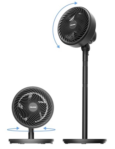 Pelonis Vantilatör, Sessiz Çalışma, 3 Hız Ayarı, 4 Kademeli 30-110cm Yükseklik Ayarı, Dikey Hareket ve Yatay Salınım