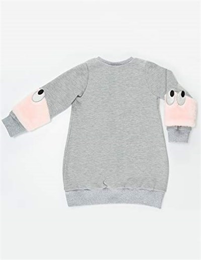 Peluş Kollu Kız Çocuk Elbise - Seçenekler: 3 Yıl, 4 Yıl, 5 Yıl, 6 Yıl, 8 Yıl, 9 Yıl