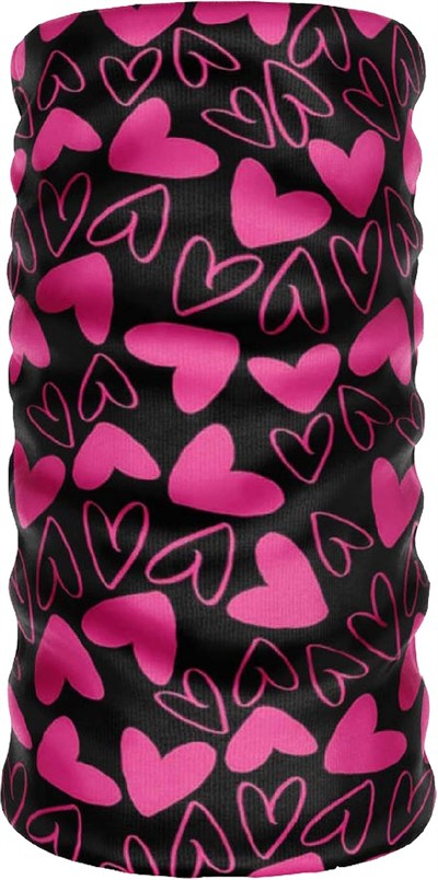 Pembe Kalp Desenli Boyunluk Bandana