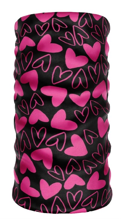 Pembe Kalp Desenli Boyunluk Bandana
