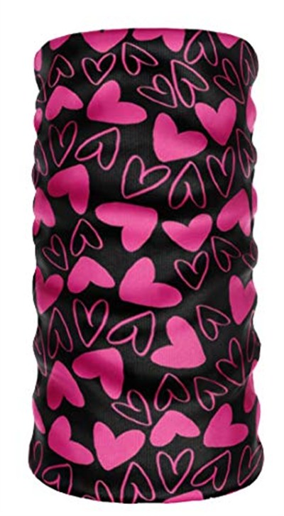 Pembe Kalp Desenli Boyunluk Bandana