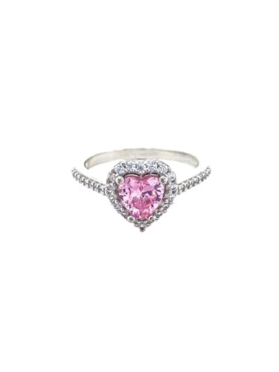 Pembe Kalpli Pandora Çelik Yüzük Özel Kutulu