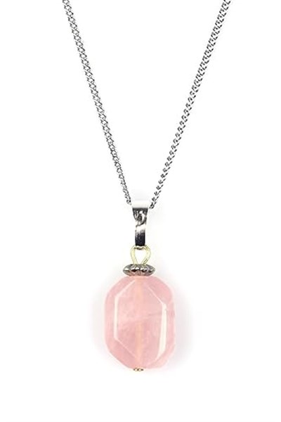 Pembe Kuvars Doğal Taş Kolye-KLY-740