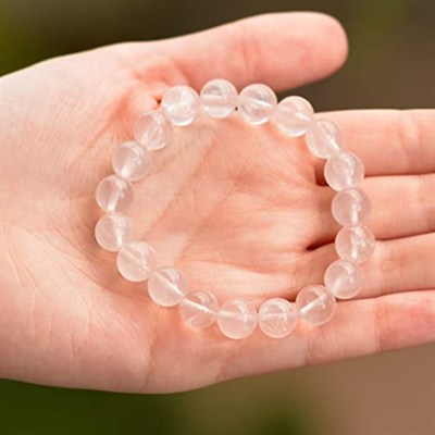 Pembe Kuvars Taşı Bileklik (10 mm) - Taş Sandığı