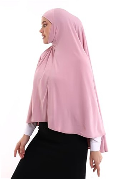 Pembe Malezya Model Pratik Çarşaf Üstü Kolsuz Penye Tesettür Sufle Eşarp