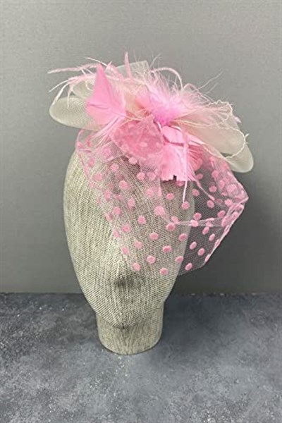 Pembe Puantiyeli Vualet Parti Ve Nikah Şapkası