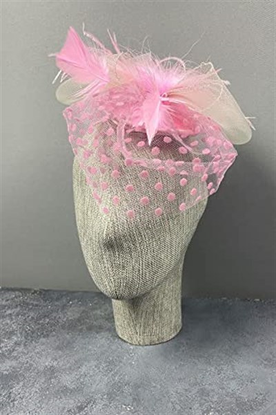 Pembe Puantiyeli Vualet Parti Ve Nikah Şapkası