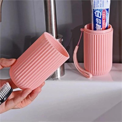 Pembe Renk Seyahat Tipi Diş Macunu ve Fırçası Kabı Taşınabilir Hijyenik Saklama Kutusu