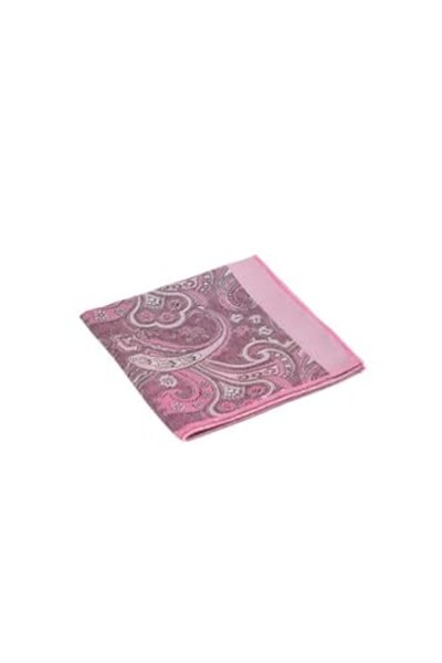 Pembe Şal Motif Desen Kravat Mendil Set