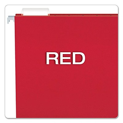 Pendaflex Geri Dönüşümlü Askılı Klasörler, Mektup Boyutu, Kırmızı, 1/5 Kesim, 25/BX (81608)
