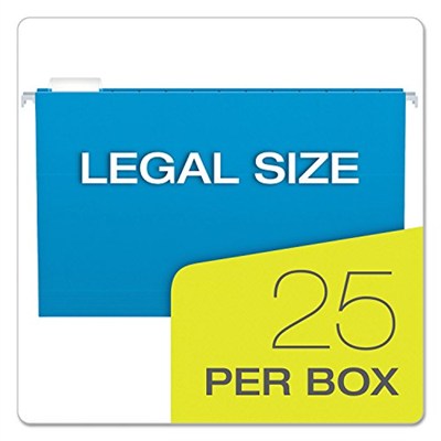 Pendaflex Geri Dönüşümlü Askılı Klasörler, Yasal Boyut, Çeşitli Renkler, 1/5 Kesim, 25/BX (81632)