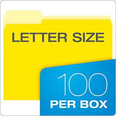 Pendaflex İki renkli dosya klasörü, mektup boyutu, sarı, 1/3 kesim, kutu başına 100 adet (152 1/3 sarı) - Seçenekler: Dosya, Dosya Klasörleri, telli dosya