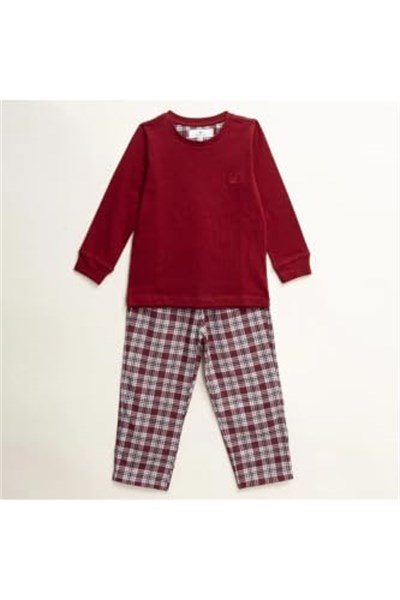 Penelope Kız Çocuk Pijama Takımı, 7-8 Yaş, Bordo