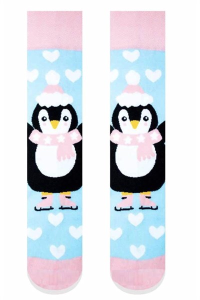 Penguen Kalpler Pembe Renkli Çorap Pembe Standart