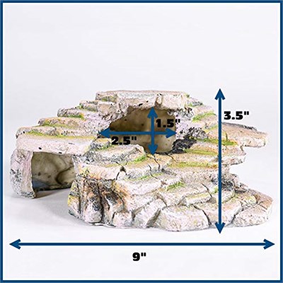 Penn-Plax Shale Step Ledge and Cave Hide-Out Akvaryum, Suni Reçine - Seçenekler: Medium (Pack of 1), Small (Pack of 1), Large
