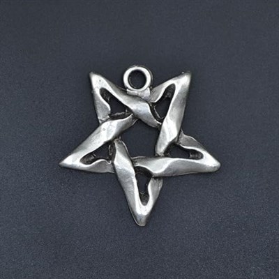Pentagram Örme Zincir Kolye - Gümüş Kaplama - Erkek Kadın Kolye - No:1388