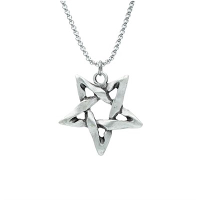 Pentagram Örme Zincir Kolye - Gümüş Kaplama - Erkek Kadın Kolye - No:1388